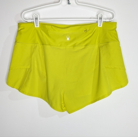 Spyder neon yellow workout exercise shorts L - Picture 3 of 9